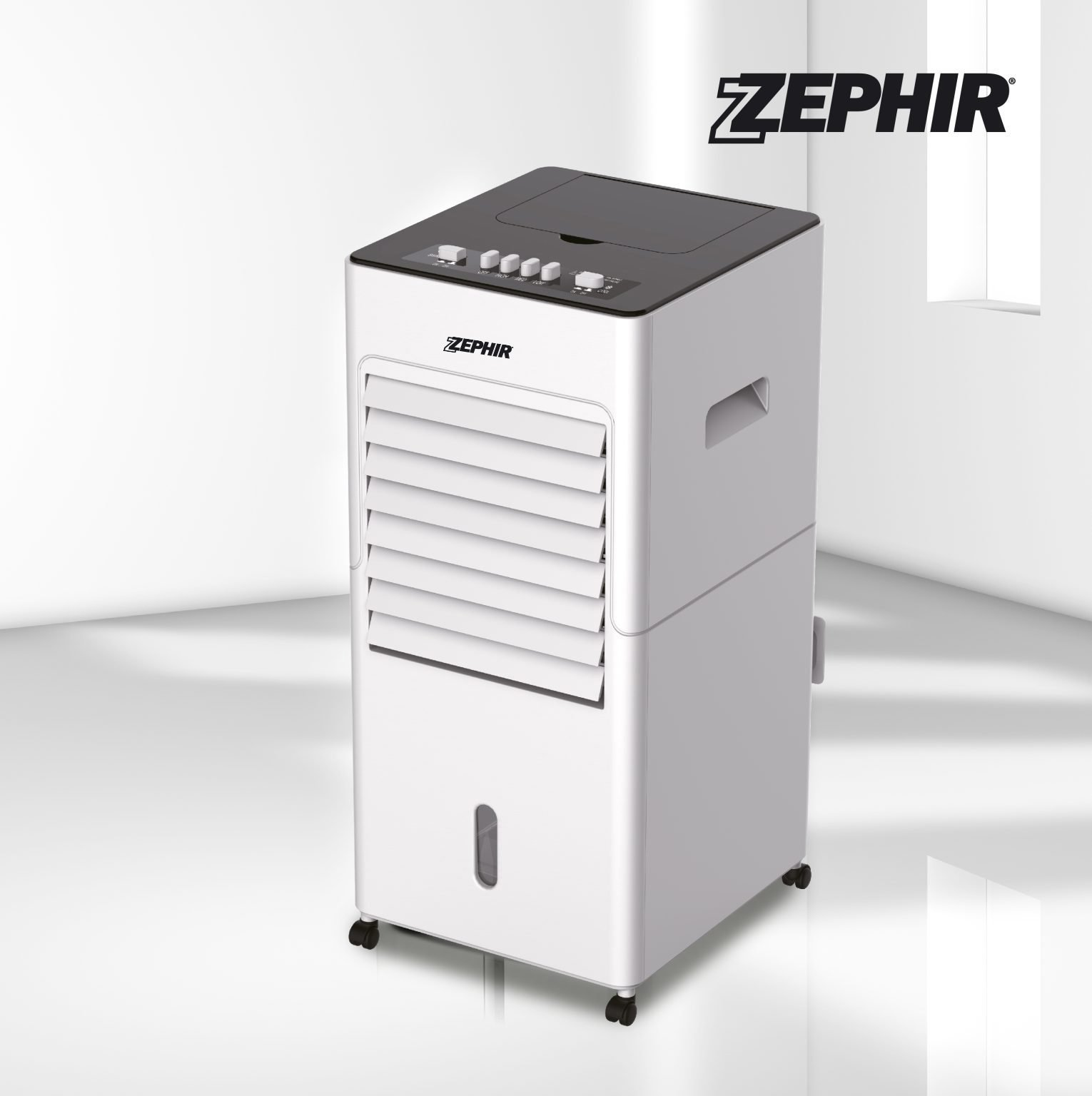 Zephir, Raffrescatore ad Acqua, Tanica 6L, 3 Velocità, Utilizzo con Acqua e/o Ghiaccio, Alette di Oscillazione Automatica, 2 Mattonelle Refrigeranti Incluse, Potenza 80W