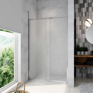 110x185 cm Porta Doccia Per Nicchia Anta Scorrevole Ingresso Laterale In Vetro Temperato 5mm Satinato Opaco