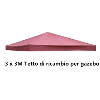 Telo Tetto ricambio per gazebo da sole 3x3m, Tessuto copertura superiore per gazebo Rosso Bordeaux-Gazebo