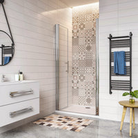 85x195cm Porta Doccia Per Nicchia Doppie Ante Battenti Saloon In Vetro 6mm Temperato Trasparente Anticalcare