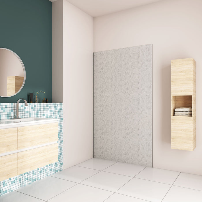 100x210 cm Pannello Doccia Realizzato in Alluminio Spessore 3mm con Profili Finitura Grigio Cemento per Rivestimento Parete Bagno