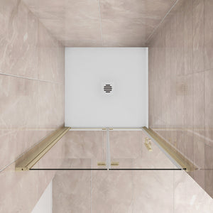 Porta Doccia 110x185 cm Porta Battente Pieghevole in Vetro Temperato Trasparente 6 mm Anticalcare Telaio Dorato Spazzolato