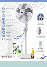 CFG EV094 QUIET 40 WHITE Ventilatore a piantana 5 pale con telecomando