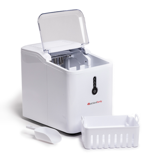 Melchioni Family Macchina Ghiaccio CUBIK Capacità di Produzione 12kg in 24h Cubetti a Forma di Proiettile Serbatoio dell'Acqua 1.6 L Serbatoio per il Ghiaccio 1,6 L Pannello di Controllo Touch
