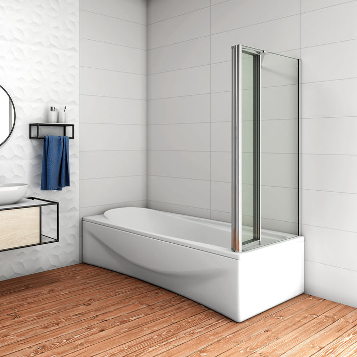 100x140cm Parete Doccia Sopravasca Angolare 4 Ante Pieghevoli Vetro 4 mm con Parete Laterale 60cm Vetro Temperato 6 mm Trasparente Telai Cromi Lucidi