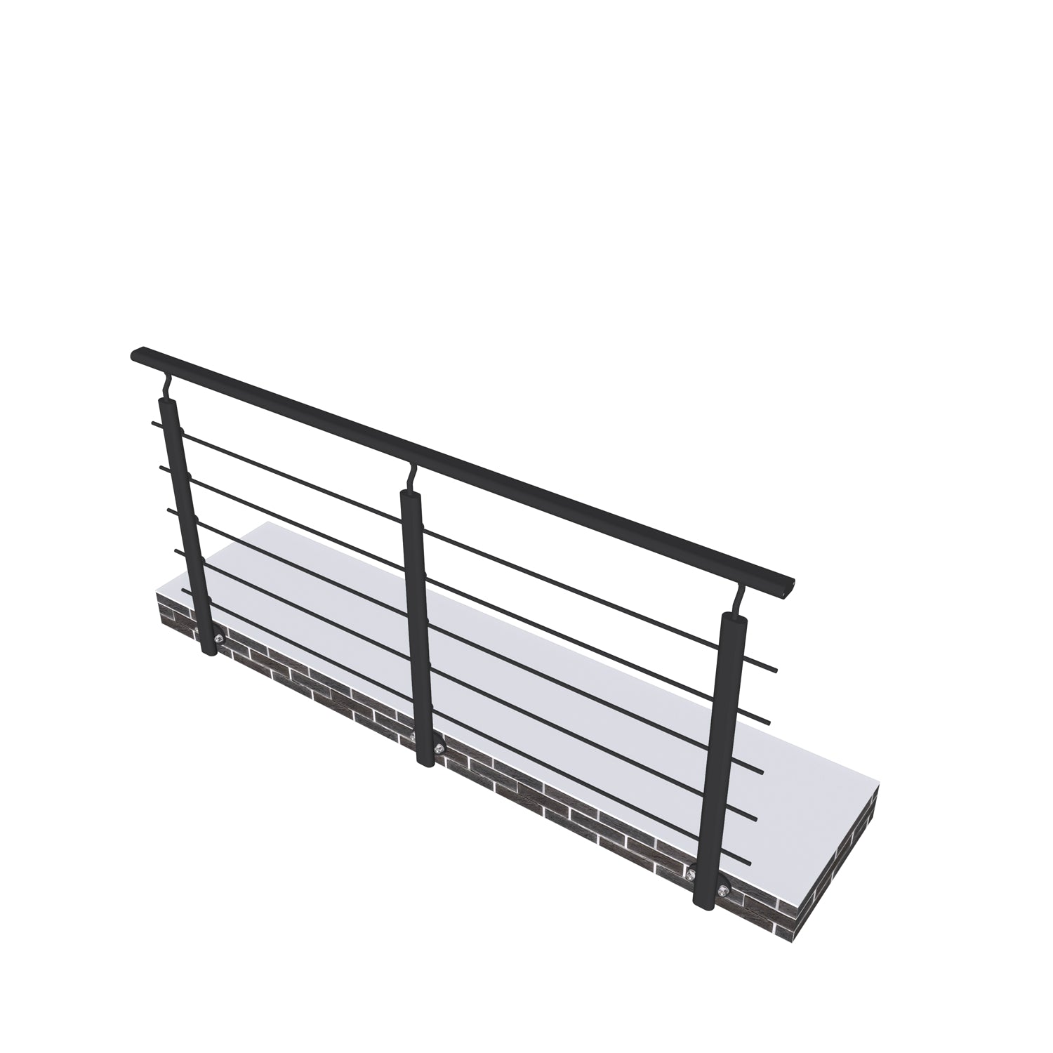 Ringhiera Balaustra in Alluminio Nero Opaco 200x100cm per interni ed esterni a Fissaggio a Parete