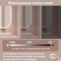 AICA Specchio da bagno 50 x 90 cm, dimmerabile£¬interruttore touch£¬ Funzione Memoria, antiappannamento