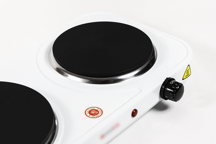 Melchioni Family | Fornello Elettrico COOK2, con 2 Piastre Elettriche Indipendenti da 15 e 18 cm, Termostato Regolabile, Potenza 1000W e 1500W, Fornello da Campeggio Resistente alle Temperature