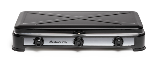 Melchioni Family Minerva 3 Fornello a Gas 3 Fuochi Acciaio smaltato Potenza 2.9 Kw Nero 59x33x11