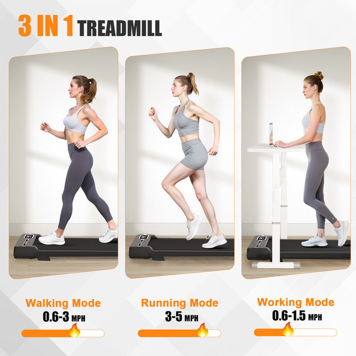 Tapis roulant con inclinazione - Tapis Roulant Salvaspazio 1-8KM/H - Walking Pad con 5 Ammortizzazione e Motore Silenzioso da 2,5 CV - Carico Massimo 120KG, Noir