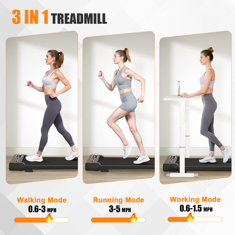 Tapis roulant con inclinazione - Tapis Roulant Salvaspazio 1-8KM/H - Walking Pad con 5 Ammortizzazione e Motore Silenzioso da 2,5 CV - Carico Massimo 120KG, Noir