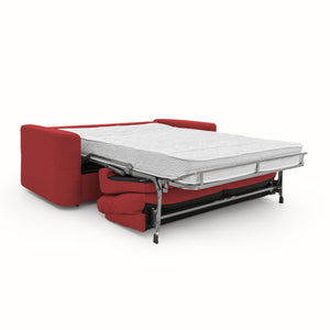 Cupido Divano letto con morbido schienale alto in tessuto impermeabile simil cotone T13 202 cm (mat. 140x197) rosso