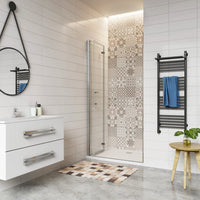 110x195 cm Porta Doccia Per Nicchia Battente e Pieghevole a Libro In Vetro Temperato Trasparente Anticalcare Da 6 mm