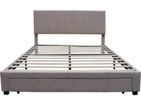 Letto Matrimoniale 140x190 Velluto Beige con Cassetto Habitat et Jardin