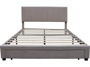 Letto Matrimoniale 140x190 Velluto Beige con Cassetto Habitat et Jardin