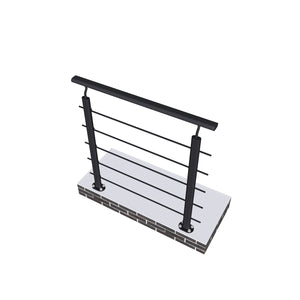 Ringhiera Parapetto in Alluminio Nero Opaco 100x100cm per interni ed esterni a Fissaggio a Pavimento