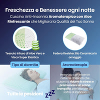 Coppia | Cuscino Anti-Insonnia Aromaterapico con Aloe Rinfrescante - Morfeo - 72x42x52cm