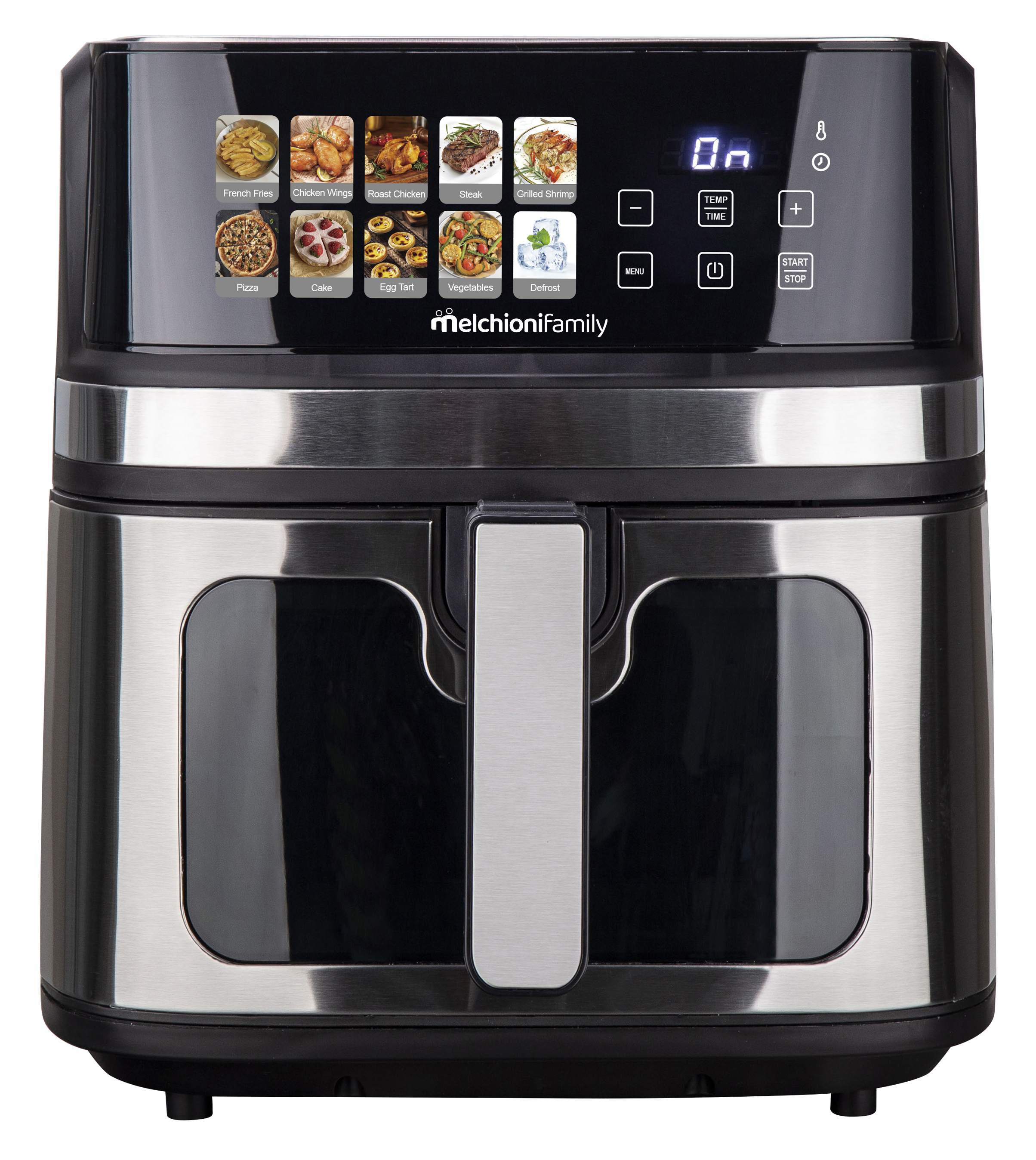 Melchioni Family Friggitrice ad aria GAIA PLUS8L doppia resistenza display digitale led a colori 10 programmi timer 2200W