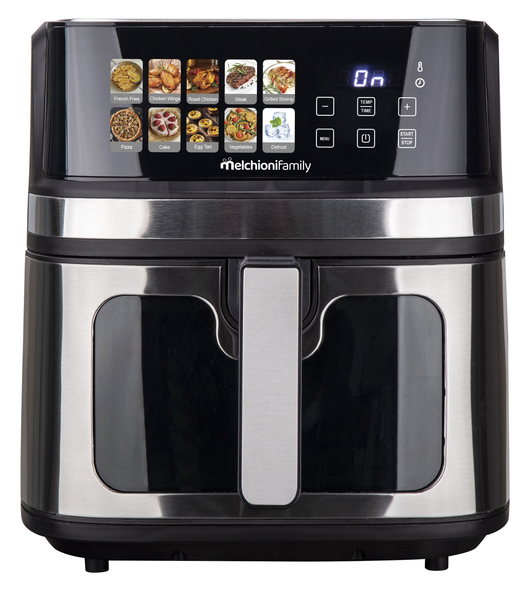 Melchioni Family Friggitrice ad aria GAIA PLUS8L doppia resistenza display digitale led a colori 10 programmi timer 2200W