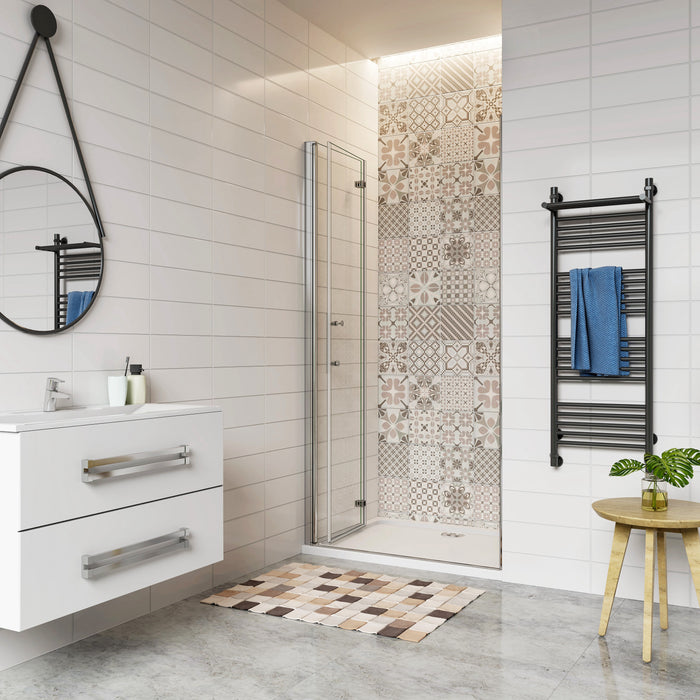 105x195 cm Porta Doccia Per Nicchia Battente e Pieghevole a Libro In Vetro Temperato Trasparente Anticalcare Da 6 mm