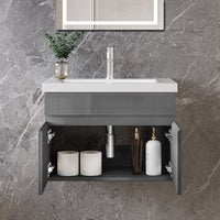 Mobile bagno sospeso con lavabo da incasso 59 cm,bianco, 2 ante.