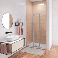 195 cm Box Doccia per Nicchia Porta Scorrevole ad Ante Sovrapposte Vetro Temperato 6 mm Trasparente Anticalcare Profili Cromati Lucidi 120 cm