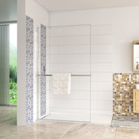 Mensola Doccia per Parete Doccia Walk in 120 cm Alluminio Cromo Lucido Porta-asciugamani Adattabile Vetro da 8 mm