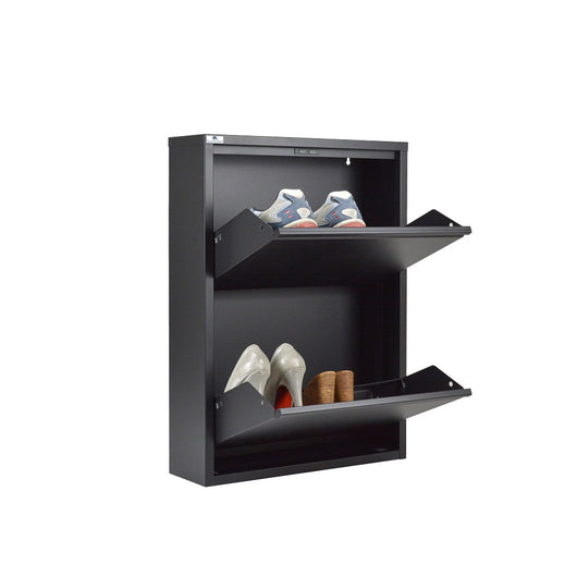 Scarpiera SalvaSpazio Slim a 2 Ante NERA| L'Originale |15x50x70 cm | 4/6 PAIA di scarpe | Nente da montare