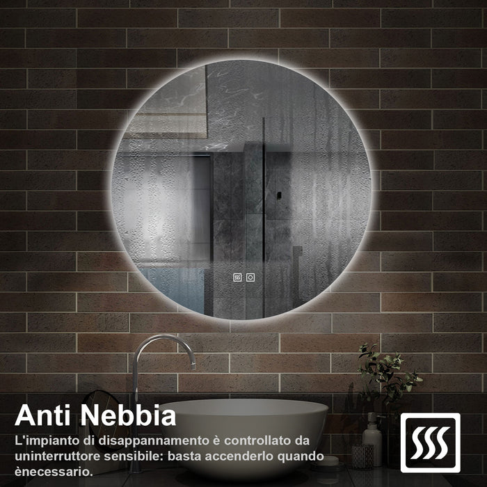 100 x 100 cm,AICA Specchio da Bagno LED con Luce, 3 Colori Regolabili,memoria, antiappannamento,CRI>90,autospegnimento