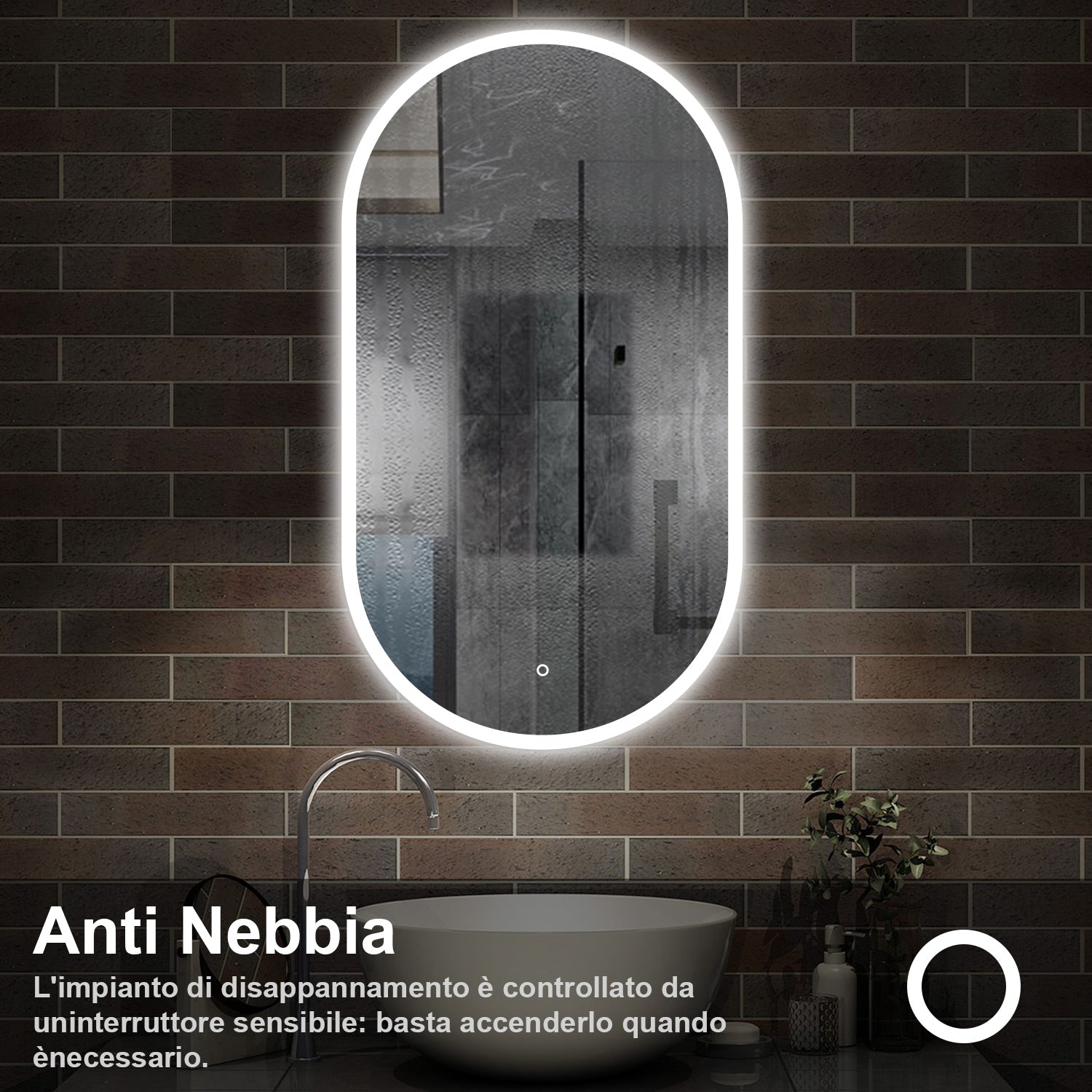 60 x 80 cm,AICA Specchio da Bagno LED con Luce,Regolabili,memoria, antiappannamento,CRI>90,autospegnimento