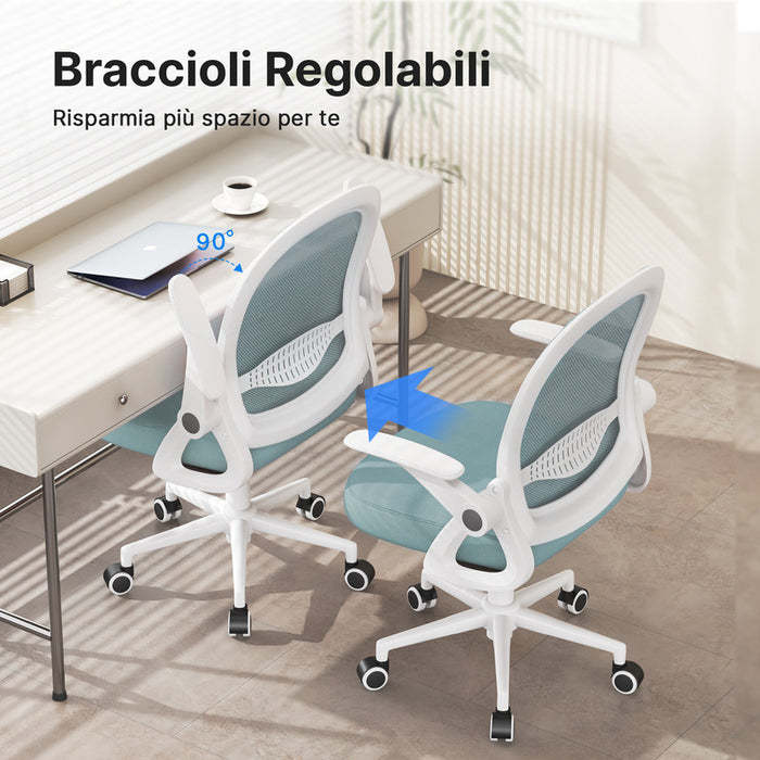 Sedia gaming bambino - RATTANTREE - Sedia ufficio piccola - Rete traspirante, braccioli regolabili - Blu