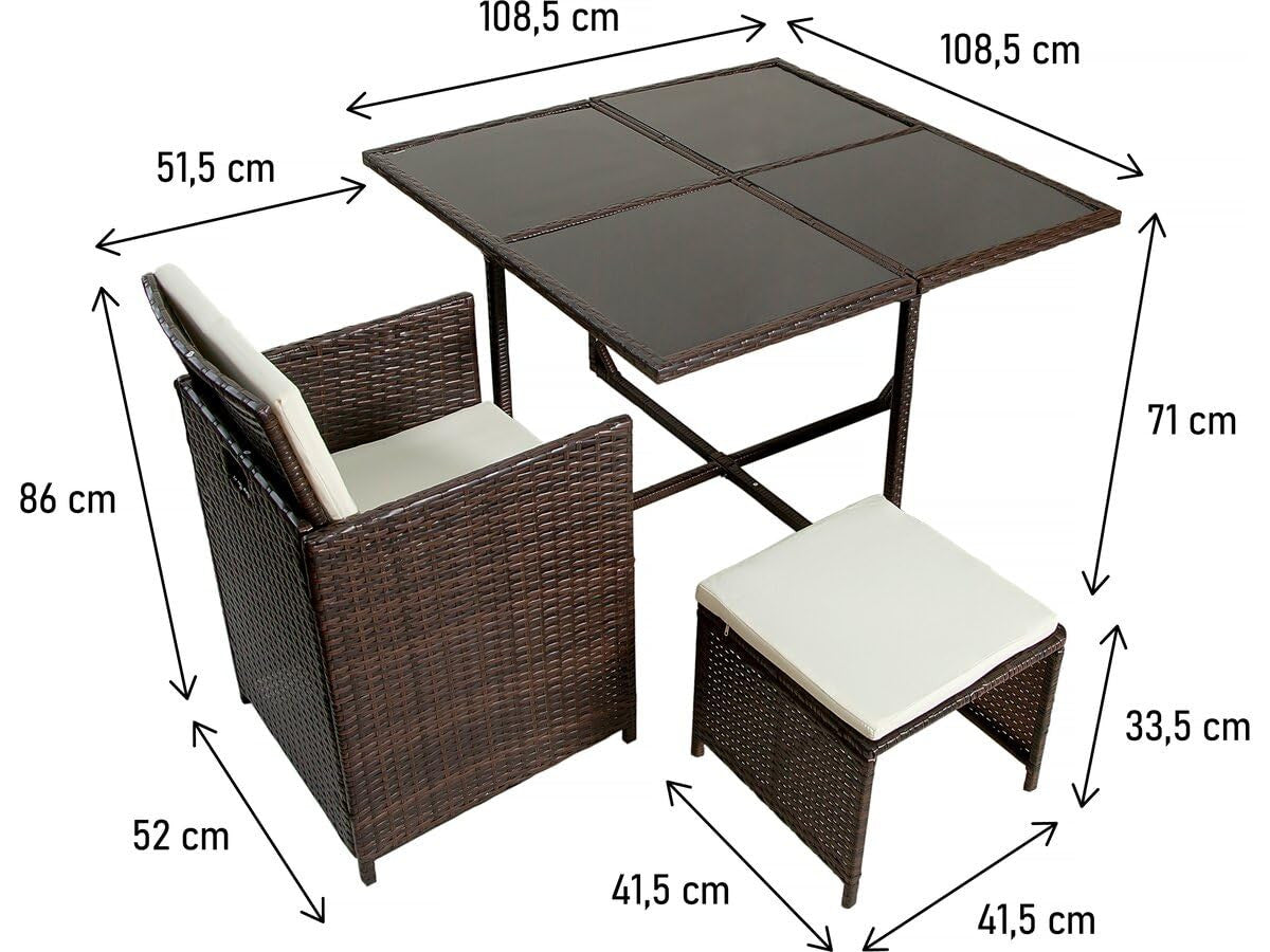Habitat et Jardin Set da Giardino Resina Intrecciata Marrone 6 Posti Tavolo e Sedie