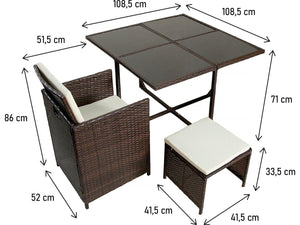 Habitat et Jardin Set da Giardino Resina Intrecciata Marrone 6 Posti Tavolo e Sedie