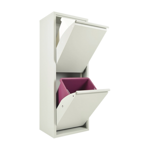 Pattumiera per Raccolta Differenziata EcoPatty, 2 Bidoni, BIANCO, Mobile metallo Salvaspazio, Interno/Esterno