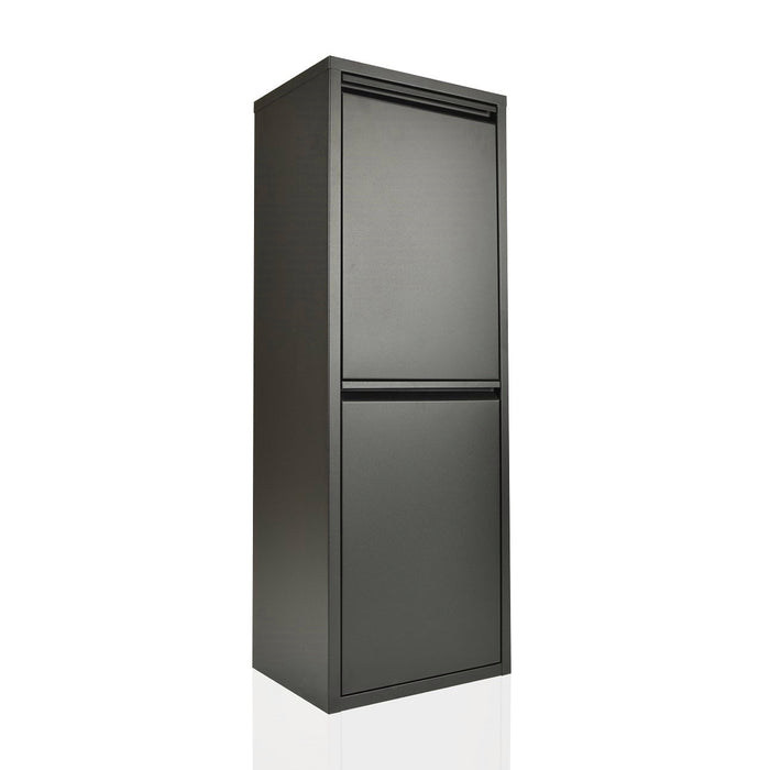 Pattumiera per Raccolta Differenziata EcoPatty, 2 Bidoni, NERO, Mobile metallo Salvaspazio, Interno/Esterno