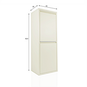 Pattumiera per Raccolta Differenziata EcoPatty, 2 Bidoni, BIANCO, Mobile metallo Salvaspazio, Interno/Esterno