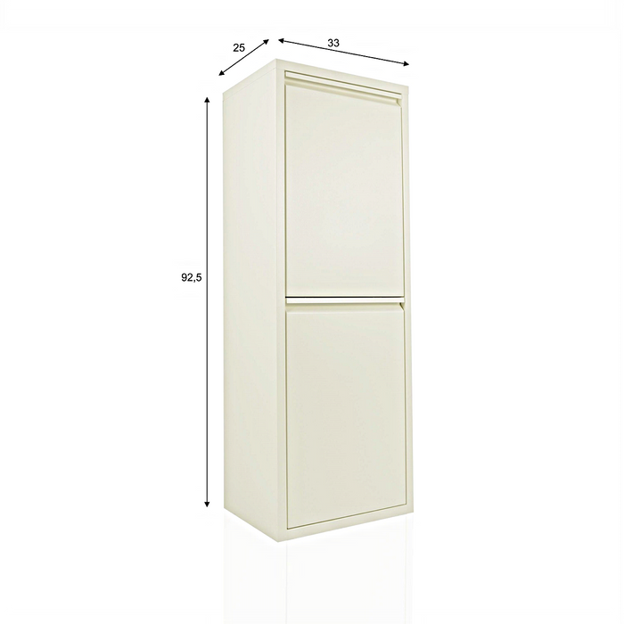 Pattumiera per Raccolta Differenziata EcoPatty, 2 Bidoni, BIANCO, Mobile metallo Salvaspazio, Interno/Esterno