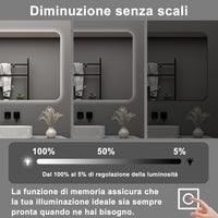 AICA Specchio da bagno 80 x 60 cm, dimmerabile, interruttore touch, Funzione Memoria