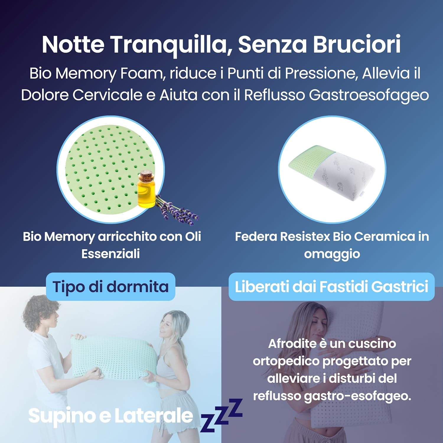 Coppia | Cuscino - AntiReflusso Bio - Compatto - Afrodite - 72x42x16cm