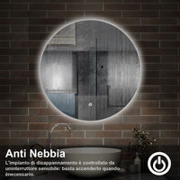 70 x 70 cm,AICA Specchio da Bagno LED con Luce, memoria, antiappannamento,CRI>90,autospegnimento,interruttore touch
