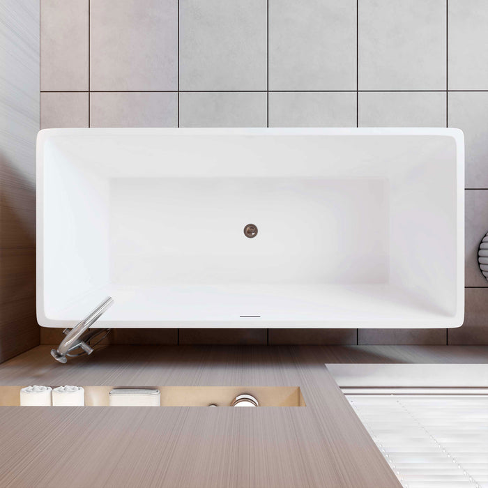 Vasca da Bagno a Isola Freestanding in Acrilico da 170x80x58 cm, Colore Bianco, Forma Rettangolare