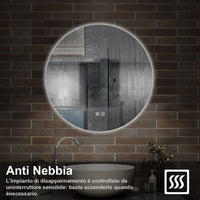 90 x 90 cm,AICA Specchio da Bagno LED con Luce, 3 Colori Regolabili,memoria, antiappannamento,CRI>90,autospegnimento