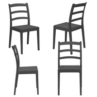 Set 4 sedie in polipropilene REA, MADE IN ITALY, impilabile, resistente ai raggi UV, design classico, ideale per sala da pranzo, cucina, sala d’attesa, bar, ristoranti o giardino, colore Antracite