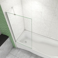 70x140 cm Sopravasca Parete Doccia Per Vasca Vetro Fisso Temperato 6 mm Trasparente Anticalcare con Barra Stabilizzatrice 45 cm Cromato Lucido