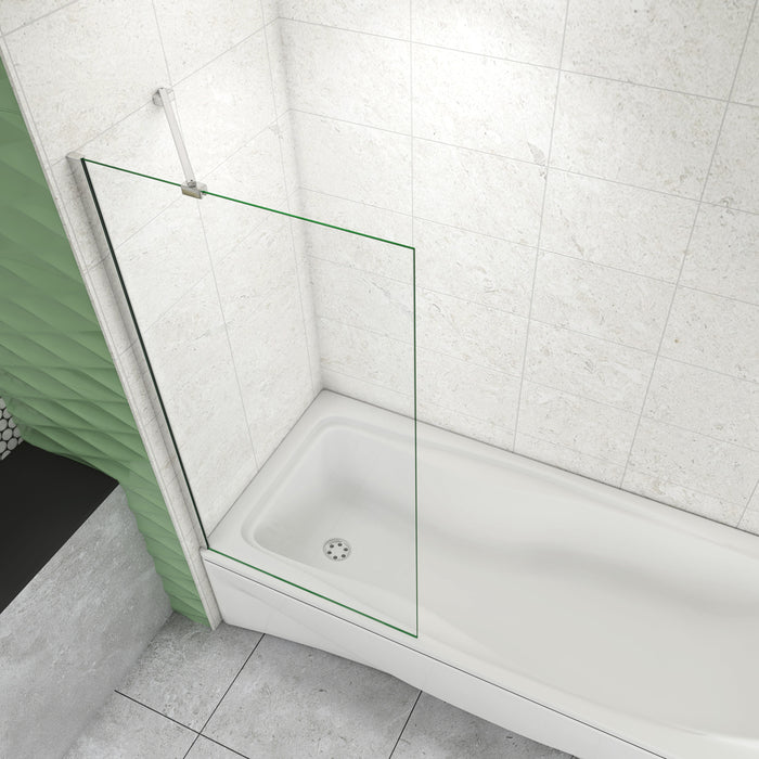 70x140 cm Sopravasca Parete Doccia Per Vasca Vetro Fisso Temperato 6 mm Trasparente Anticalcare con Barra Stabilizzatrice 45 cm Cromato Lucido
