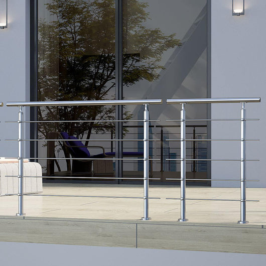 Balaustra Corrimano Ringhiera in acciaio inox 304 spazzolato 120x106cm per interni ed esterni 5 barre trasversali