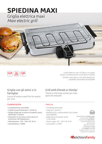 Melchioni Family SPIEDINA MAXI, Griglia Elettrica Grande, Doppia Griglia, Bistecchiera Elettrica, Barbecue e Grill da Tavolo, Senza Fumo, Smontabile e Lavabile