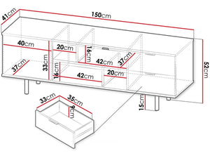 Habitat et Jardin Mobile TV 150x52x41cm Beige per TV fino a 65 pollici MDF con ruote