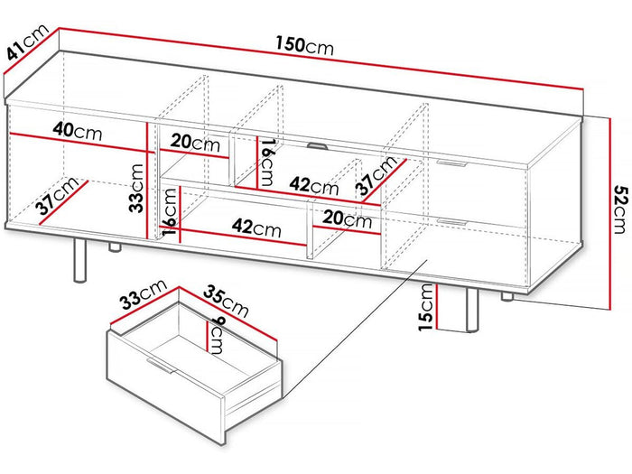 Habitat et Jardin Mobile TV 150x52x41cm Beige per TV fino a 65 pollici MDF con ruote