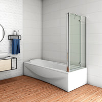 110x140cm Parete Doccia Sopravasca Angolare 2 Ante Pieghevoli con Parete Laterale 70 cm Vetro Temperato 6 mm Trasparente Anticalcare Cromato Lucido